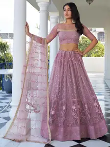 FABPIXEL Embroidered Sequinned Semi-Stitched Lehenga & Unstitched Blouse With Dupatta