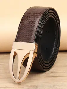 WINSOME DEAL  Men Push Pin Closure Textured Formal Belt