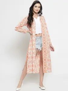 Sera Printed Longline Bohemian Open Front Shrug