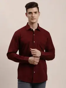 Turtle Men Standard Spread Collar Solid Cotton Slim Fit Formal Shirt