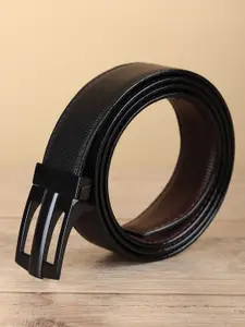 WINSOME DEAL Men Push Pin Closure Textured Formal Belt