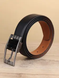 WINSOME DEAL Men Tang Closure Textured Formal Belt