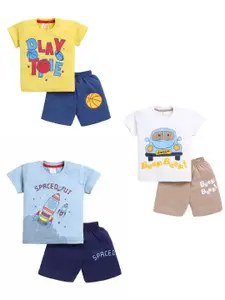 Todd N Teen Boys Pack of 3 Graphic Printed Round Neck Pure Cotton T-shirt with Shorts