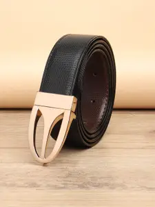 WINSOME DEAL Men Push pin Closure Textured Formal Belt