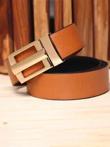 WINSOME DEAL Men Push Pin Closure Textured Formal Belt