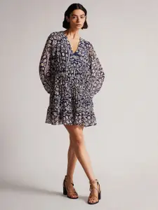 Roadster Poly Rayon Floral Mini A Line Dress