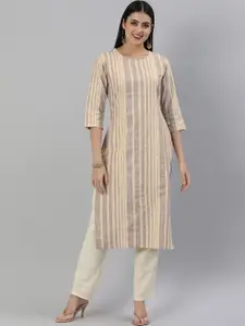 KALINI Striped Round Neck Straight Kurta