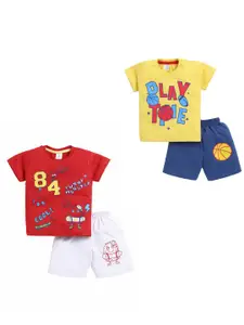 Todd N Teen Boys Pack of 2 Graphic Printed Round Neck Pure Cotton T-shirt with Shorts