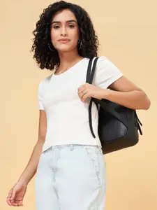 People Women Solid Round Neck Cotton Top