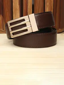 WINSOME DEAL  Men Push Pin Closure Textured Formal Belt