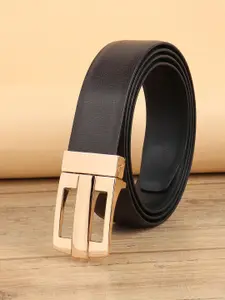 WINSOME DEAL Men Push Pin Closure Textured Formal Belt