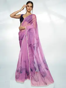 Mitera Floral Printed Organza Saree