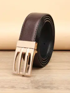 WINSOME DEAL Men Push Pin Closure Textured Formal Belt