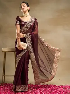 kasee Solid Embroidered Saree