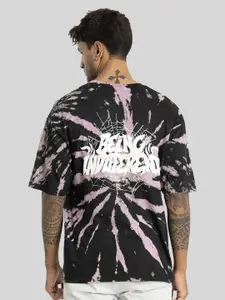 Snitch Men Tie And Dye Printed Cotton Oversized T-shirt