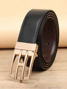 WINSOME DEAL Men Push Pin Closure Textured Formal Belt