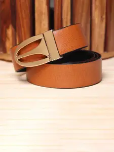 WINSOME DEAL Men Push Pin Closure Textured Formal Belt