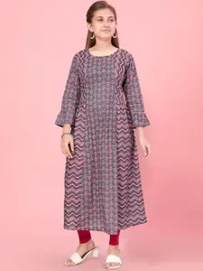 BAESD Girls Floral Printed Regular Cotton A-Line Kurta