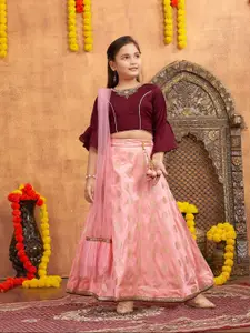 BAESD Girls Woven Design Silk Ready to Wear Lehenga & Blouse With Dupatta