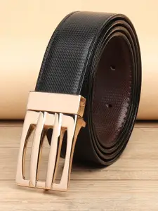 WINSOME DEAL Men Push Pin Closured Textured Formal Belt