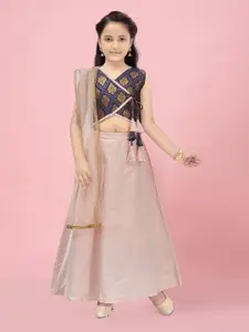 BAESD Girls Sleeveless Ready to Wear Silk Lehenga & Blouse With Dupatta
