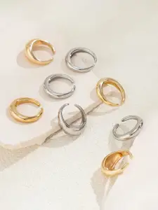 Jewels Galaxy Set of 8 Gold & Silver Plated Finger Ring