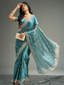 kasee Floral Embroidered Silk Blend Saree