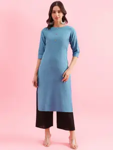 KALINI Round Neck Three Quarter Straight Kurta