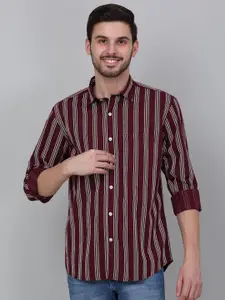 Cantabil Men Spread Collar Striped Cotton Casual Shirt