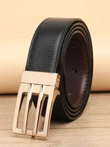WINSOME DEAL Men Push Pin Closure Textured Formal Belt
