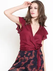 Sera Women Solid V-Neck Top