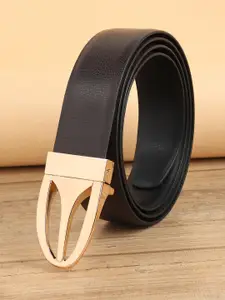 WINSOME DEAL Men Push Pin Closure Textured Formal Belt