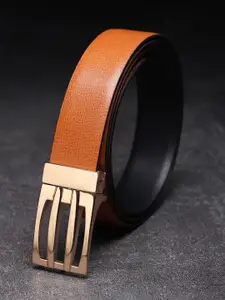 WINSOME DEAL Men Push Pin Closure Textured Formal Belt