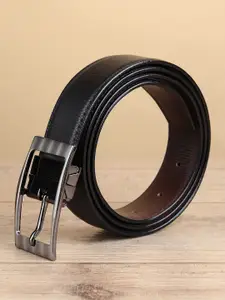 WINSOME DEAL Men Tang Closure Textured Formal Belt