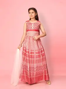 BAESD Girls Printed Silk Ready to Wear Lehenga & Blouse With Dupatta