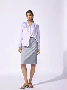 The Label Life Women Solid Spread Collar Comfort Casual Shirt