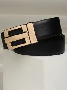 WINSOME DEAL Men Push Pin Closure Textured Formal Belt