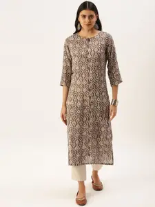 KALINI Geometric Printed Regular Straight Kurta
