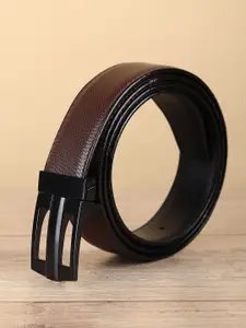 WINSOME DEAL Men Push Pin Closure Textured Formal Belt