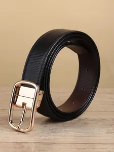 WINSOME DEAL Men Tang Closure Textured Formal Belt