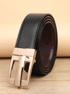 WINSOME DEAL Men Push Pin Closure Textured Formal Belt