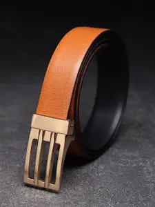 WINSOME DEAL Men Push Pin Closure Textured Formal Belt