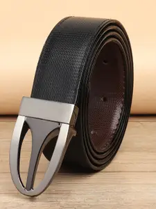 WINSOME DEAL Men Push Pin Closure Textured Formal Belt