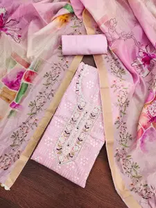 KIMISHA Floral Printed Beads Unstitched Dress Material