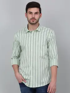 Cantabil Men Spread Collar Striped Cotton Casual Shirt
