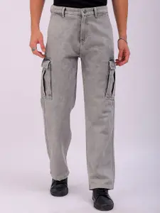 The Indian Garage Co Men Relaxed Fit Heavy Fade Cargo Jeans