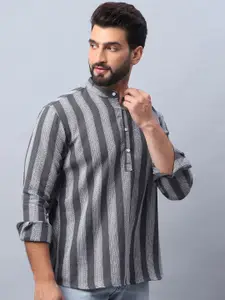 Jompers Striped Mandarin Collar Pure Cotton Straight Kurta