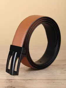 WINSOME DEAL Men Push Pin Closure Textured Formal Belt