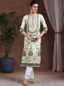 Libas Keyhole Neck Ethnic Motifs Straight Kurta