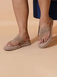 Sherrif Shoes Women T-Strap Flats with Laser Cuts